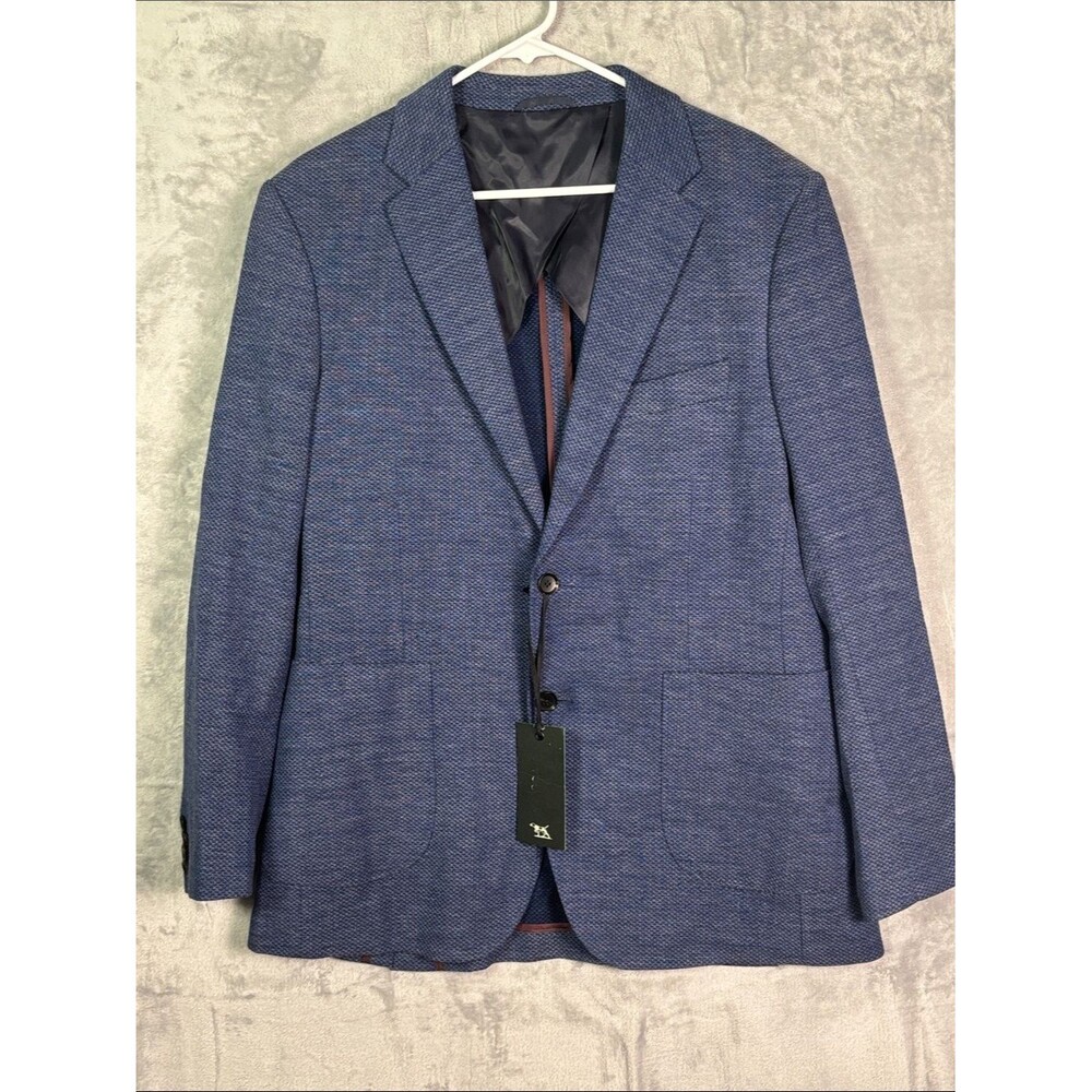 NWT New Rodd & Gunn Marine Blue Fife Street Wool-Blend Blazer Jacket Size Large